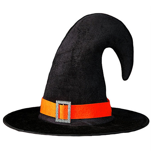 Велюровая шляпа ведьмы с оранжевой лентой